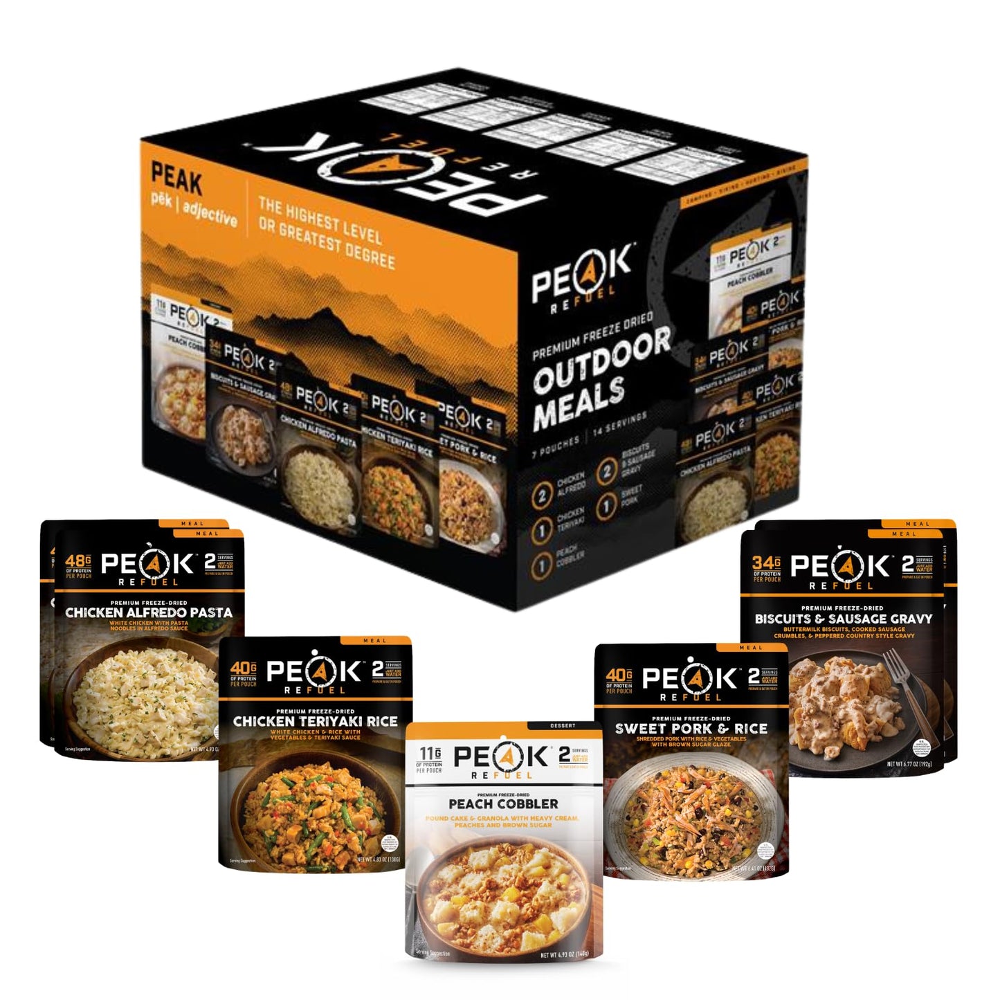Peak Refuel Bulk Meal Packs | 100% Real Meat | Enhanced Freeze-Dried Meals For Backpacking, Camping & Survival | Mre Emergency Food (Outdoor Meal Box)