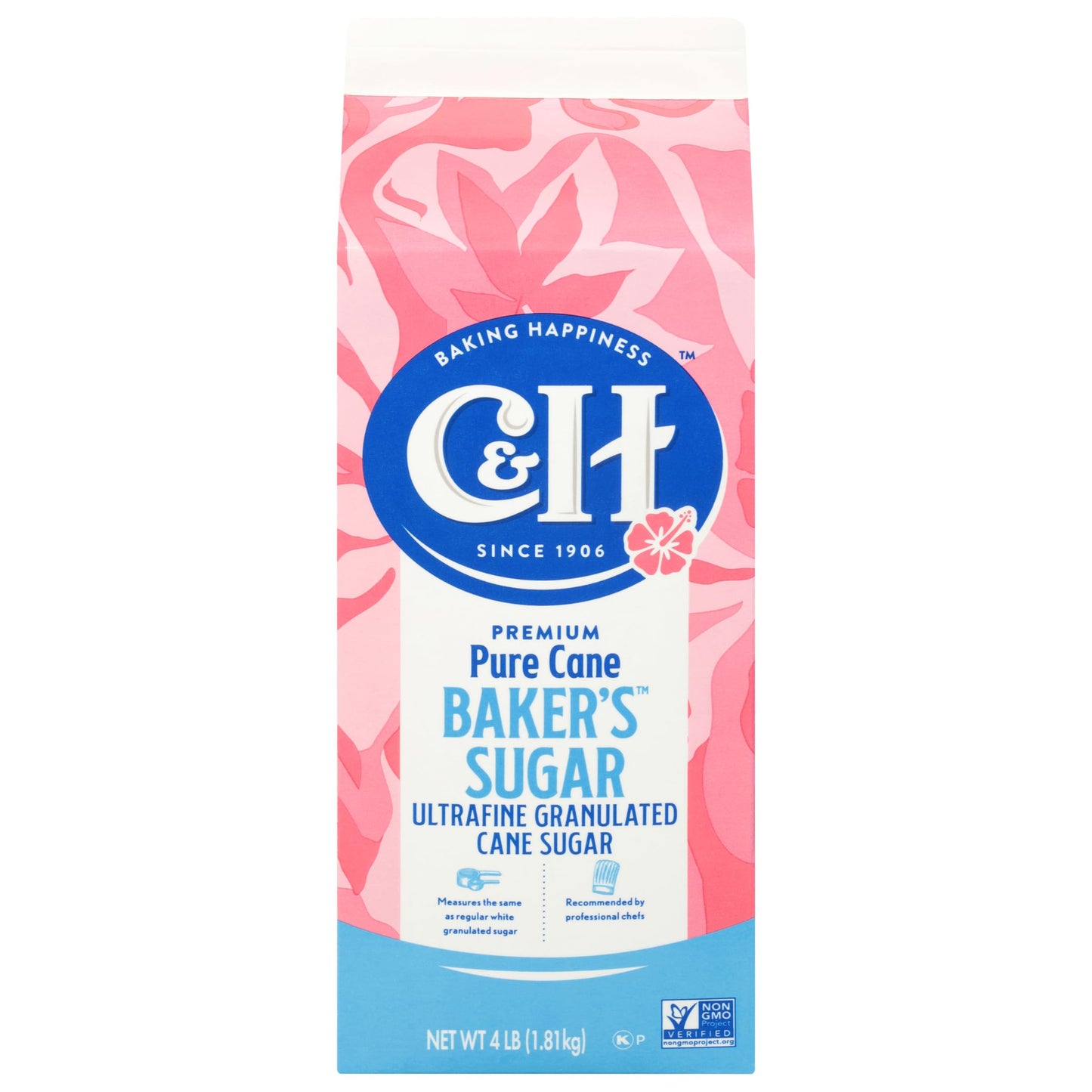 C&H Sugar Bakers Sugar, Pure Cane Ultrafine, 4 Pounds