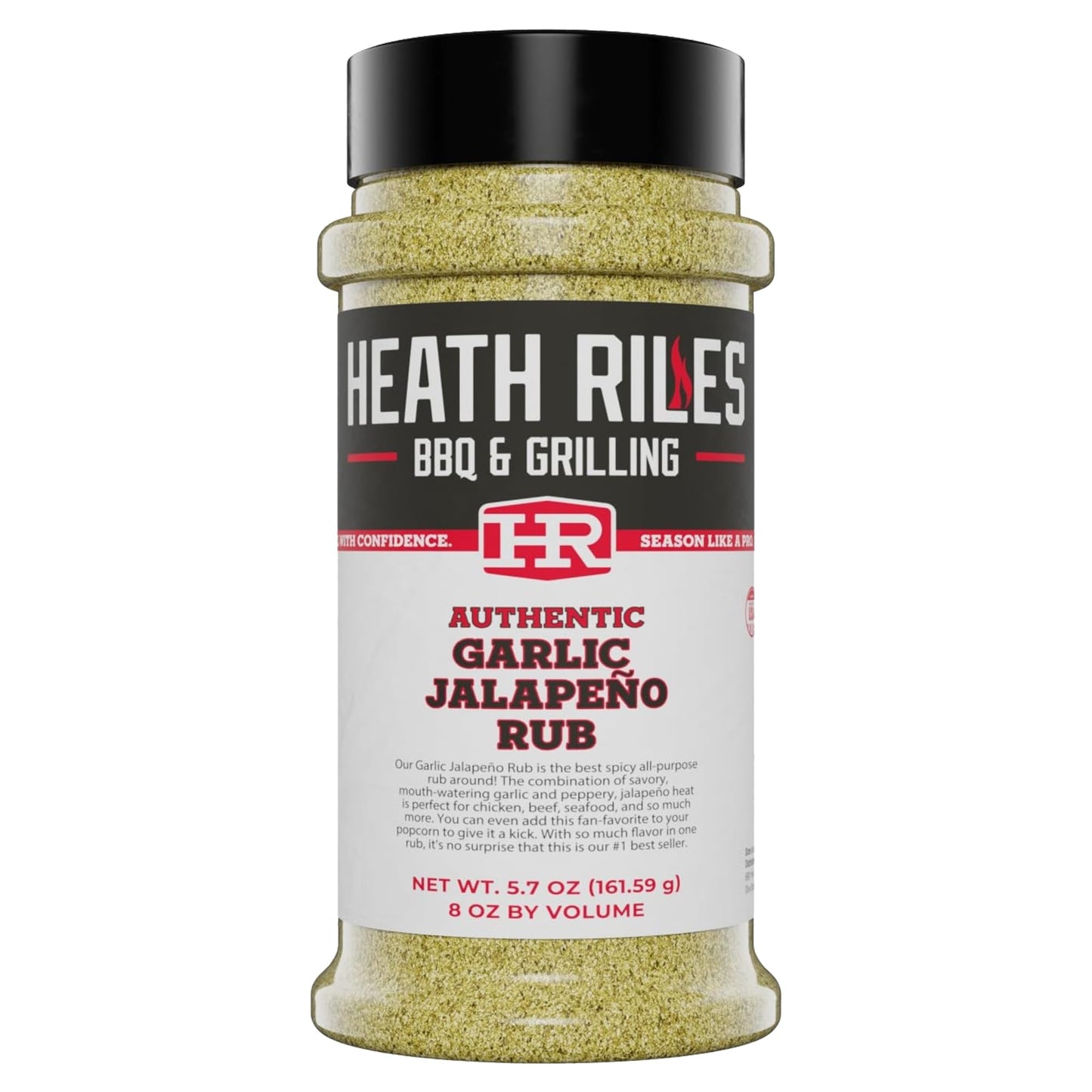 Heath Riles Bbq Rub - Garlic Jalapeo Seasoning  Champion Pitmaster Recipe  Legendary Rubs For Aromatic Use & Grilling  80+ Bbq Championships  8 Oz.