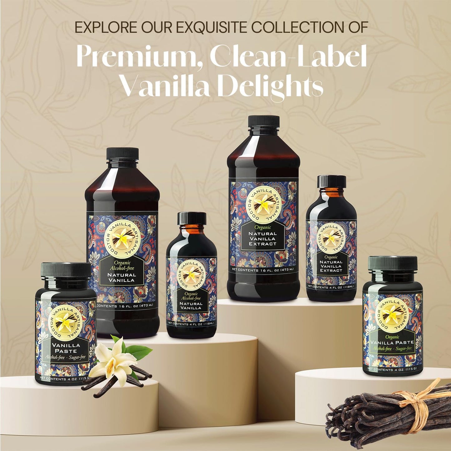 DOCTOR VANILLA ARTISANAL Organic   -Free Natural Vanilla Extract 16 oz Bottle