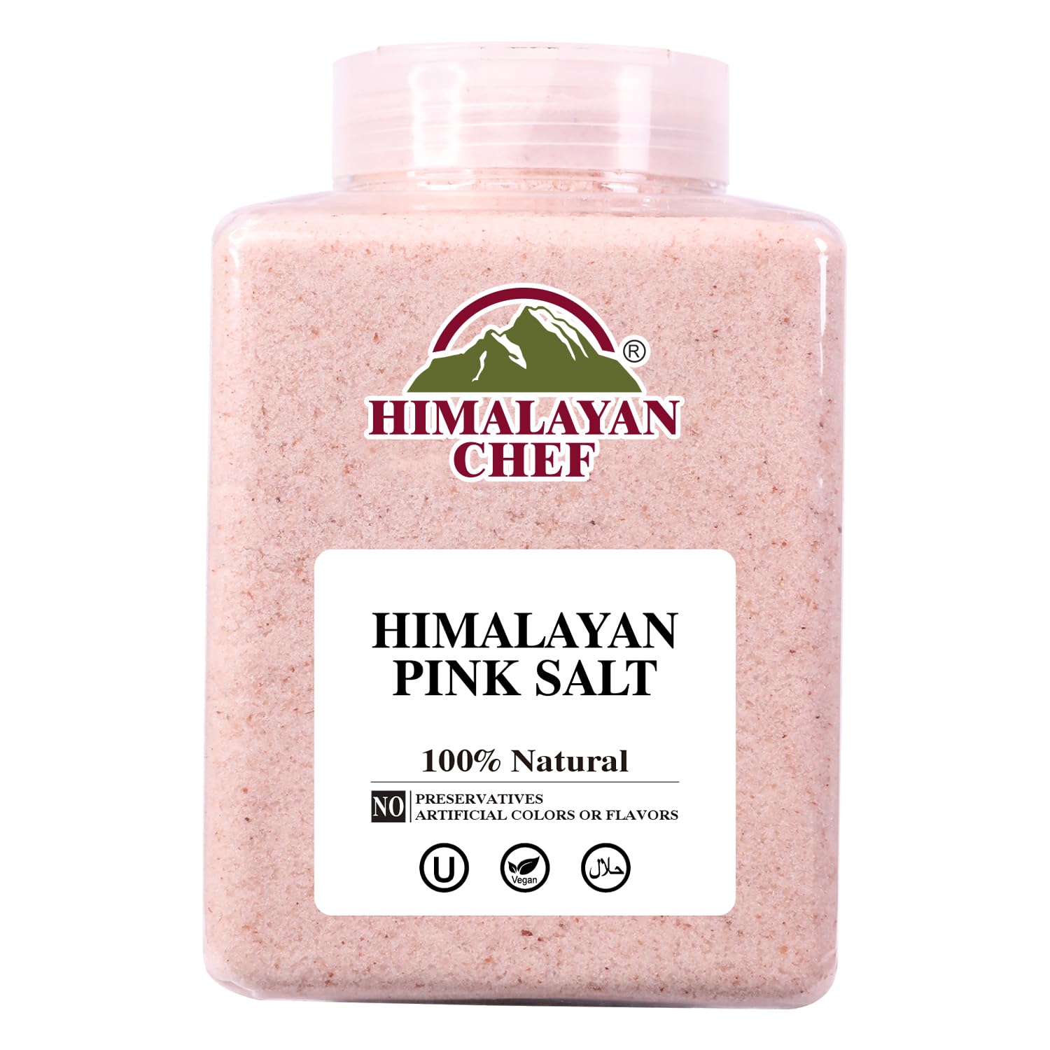 Himalayan Chef Himalayan Cooking Pink Salt, Pink Salt Fine Grain, All-Natural & Organic Salt, Plastic Jar-5 lbs