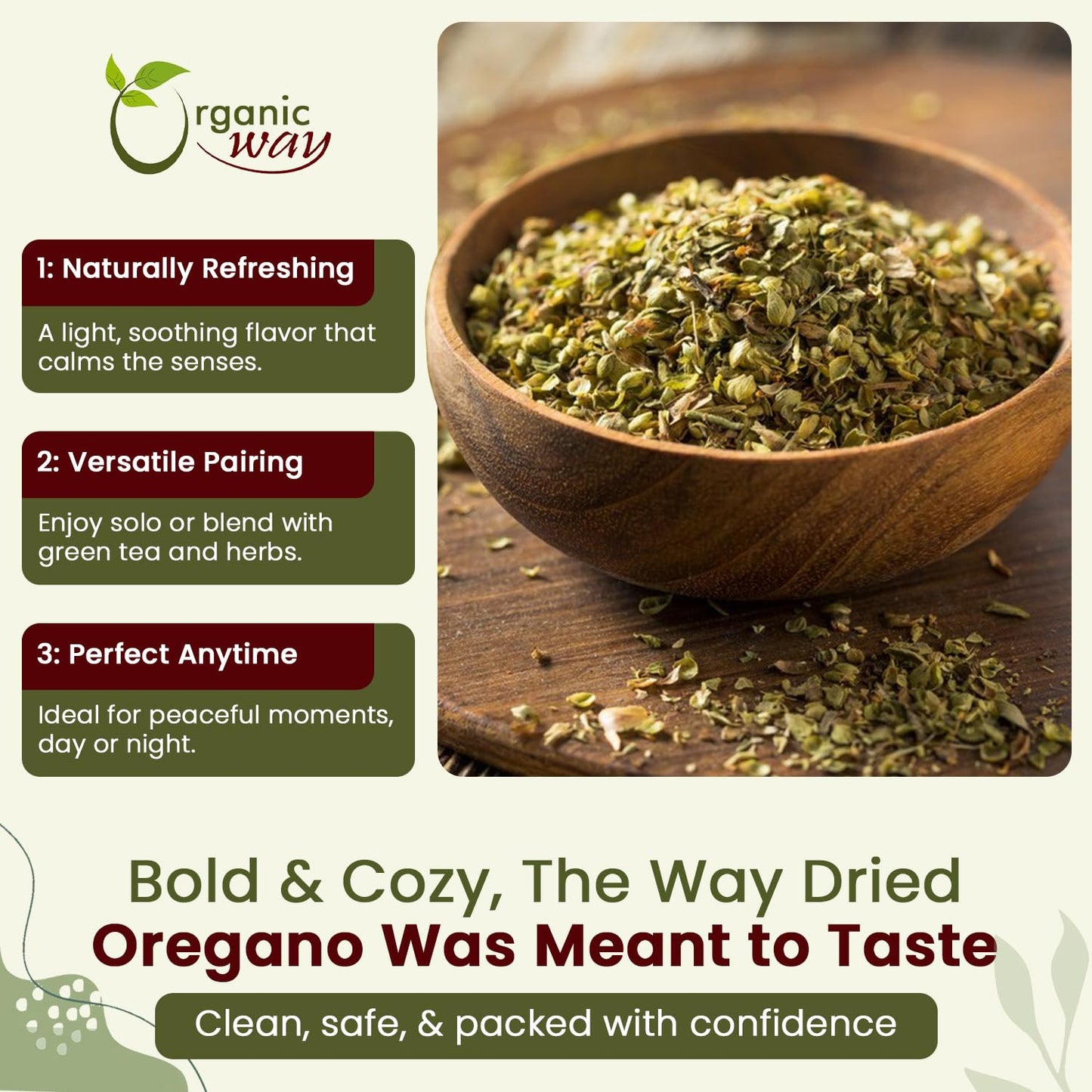 Organic Way Dried Oregano Leaf Cut & Sifted (Origanum Vulgare) - European Wild-Harvest | Organic & Kosher Certified | Vegan, Non Gmo & Gluten Free | Usda Certified | Origin - Albania (16 Oz)