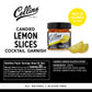 Collins Candied Lemon Slices in Syrup, Cocktail Drink Garnish, 10.6oz, Yellow, Model 11488