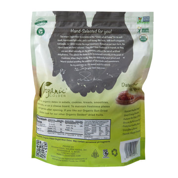 Golden Crown Organic Usda Certified Bag Pitted Healthy Dates, All Natural Sun Dried Deglet Noor, High In Fiber With No Added Sug
