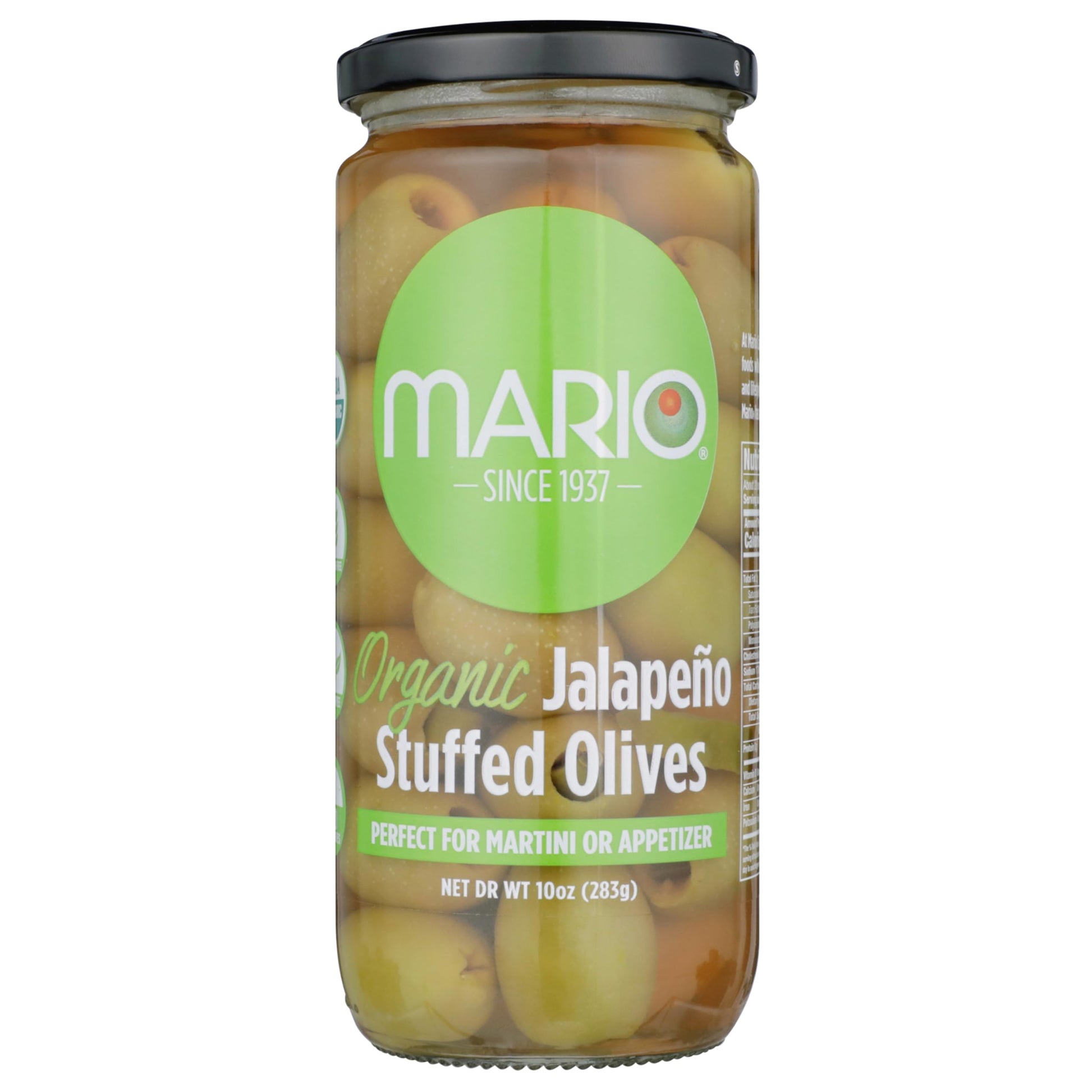 Mario Camacho Foods Organic Stuffed Olives, Jalapeno Stuffed, 10 Ounce