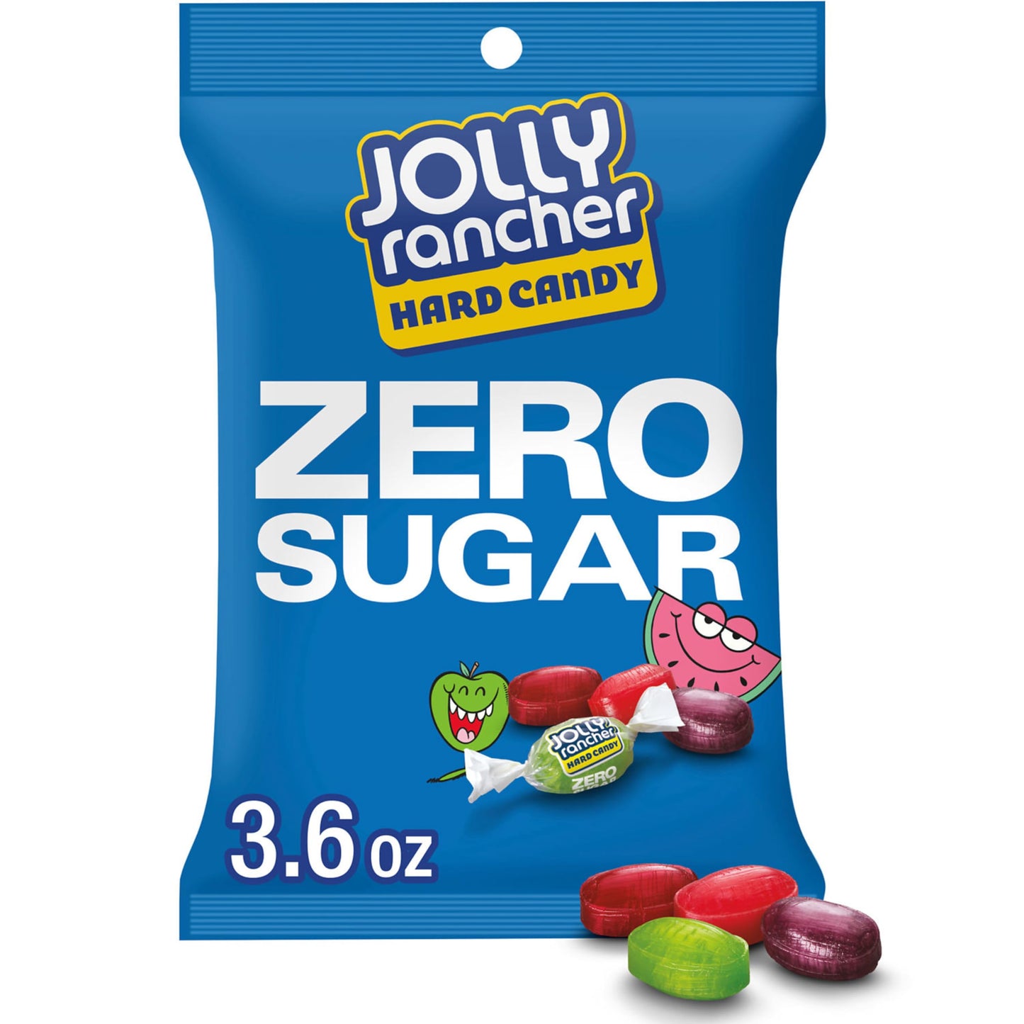 Jolly Rancher Zero Sugar Assorted Fruit Flavored Hard Sugar Free Aspartame Free Candy Bag 3.6 Oz