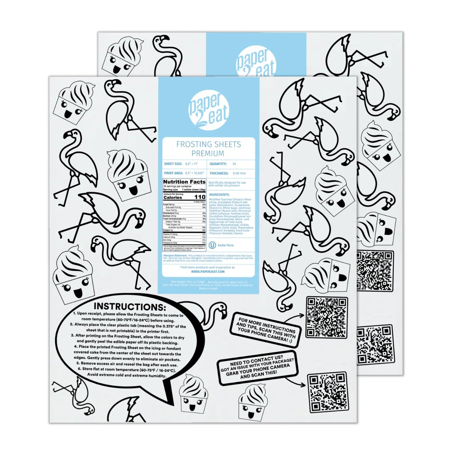 Paper2Eat Frosting Sheets Premium 8.5 X 11 - 48 Count - White Edible Icing Sheets