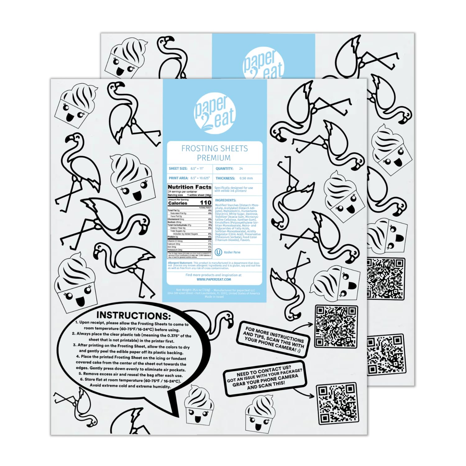 Paper2Eat Frosting Sheets Premium 8.5 X 11 - 48 Count - White Edible Icing Sheets