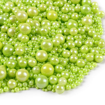 Green Sprinkles for Cake Decorating Easter Sprinkles for Cookie, Edible Sugar Pearls Mixing Sizes for Cupcake Topper, Cookies, I