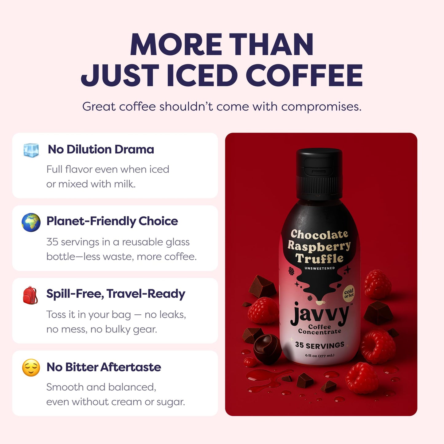 Coffee Concentrate - Limited Release Flavors - Cold Brew Coffee  Perfect for Hot or Iced Instant Coffees  Hot Drinks  Cold Brew Concentrate  35 Servings - Chocolate Raspberry Truffle