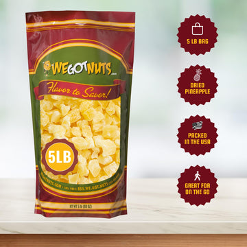 We Got Nuts Dried Pineapple Chunks | Freshly Packed Pineapple In A Perfectly Sealed Bag | Healthy Snack Full Of Vitamins, Minera