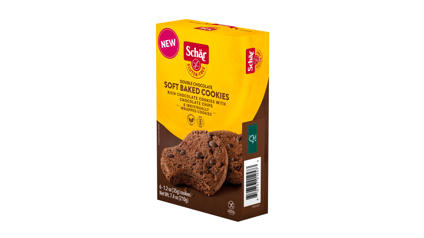 Schar Double Chocolate Soft Cookie 6-Pack - Decadent Chocolate Bliss in Every Bite - Indulgent Treat for Chocolate Lovers - Heav
