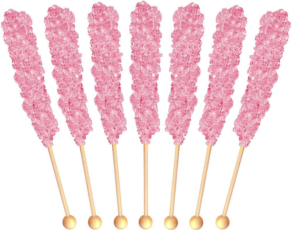 Buffalo Bills Cherry (Pink) Rock Candy On A Stick (12-Ct Cup Pink Rock Candy Crystal Sticks)