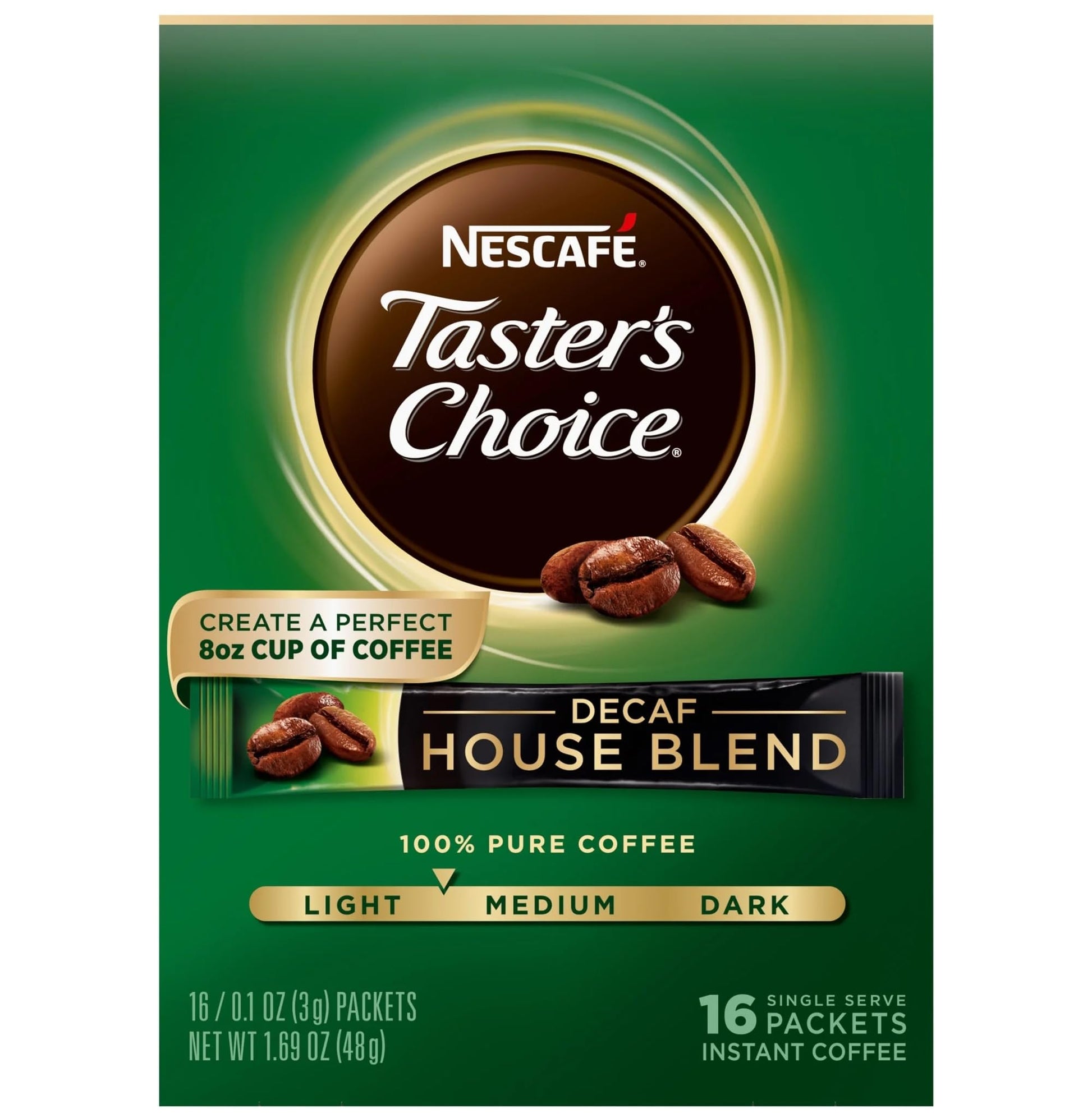 Nescafe Taster's Choice Decaf Instant Coffee, House Blend, 16 Count