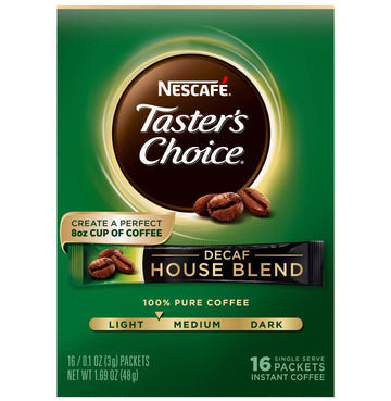 Nescafe Taster's Choice Decaf Instant Coffee, House Blend, 16 Count