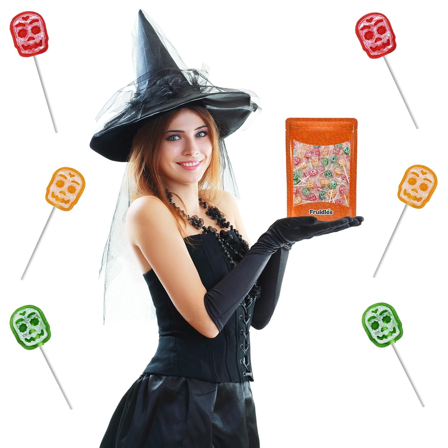 Halloween Multicolor Skulls Tattoo Lollipop Suckers Candy  Great for Halloween Goody Bag Fillers  Individually Wrapped  6 gram Pop (Half-Pound)