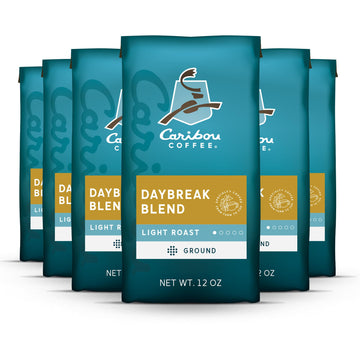Caribou Coffee, Light Roast Ground Coffee - Daybreak Blend 72 Ounces (6 Bags Of 12 Ounces)