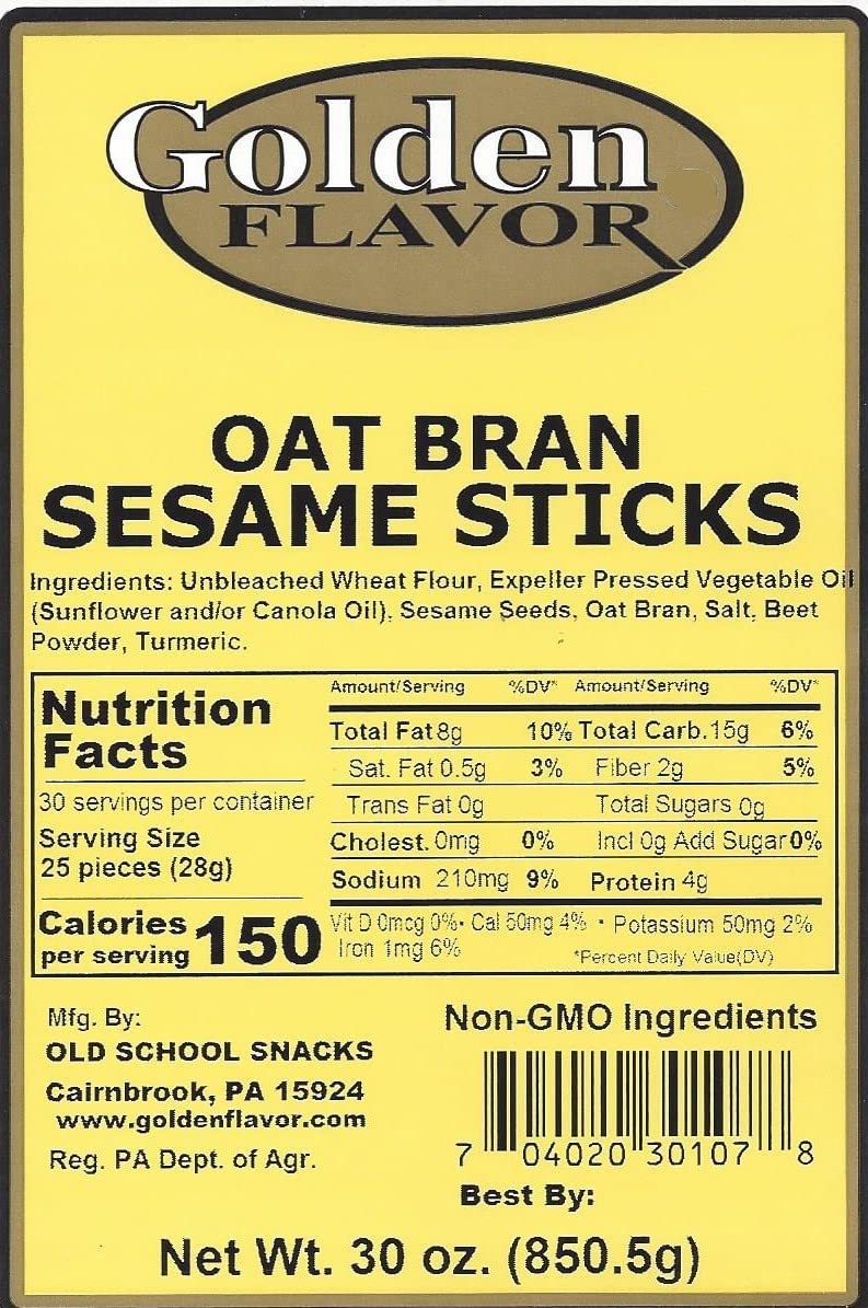 30Oz Bags Of Oat Bran Sesame Sticks (2 Pack)