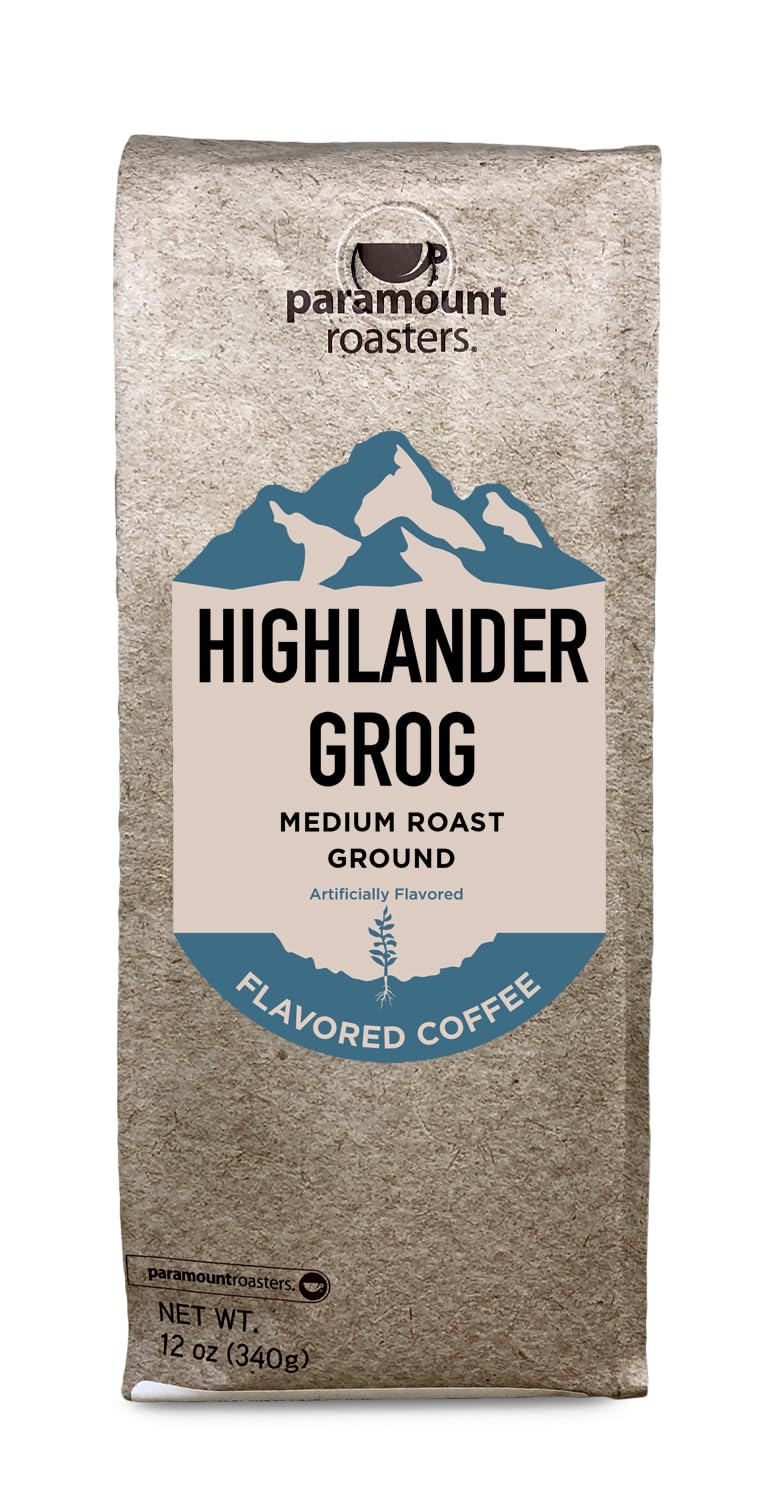 Paramount Coffee Company, Highlander Grog Medium Roast Ground Coffee, Flavored, 12 oz (Paramount Roasters)