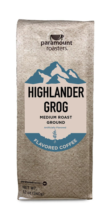 Paramount Coffee Company, Highlander Grog Medium Roast Ground Coffee, Flavored, 12 oz (Paramount Roasters)