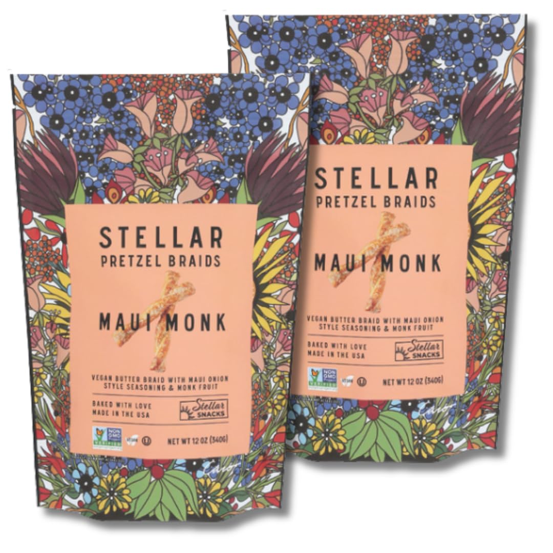 STELLAR SNACKS Gourmet Pretzel Braids, Vegan, Kosher, Non-GMO, 12 Oz (Pack of 2)