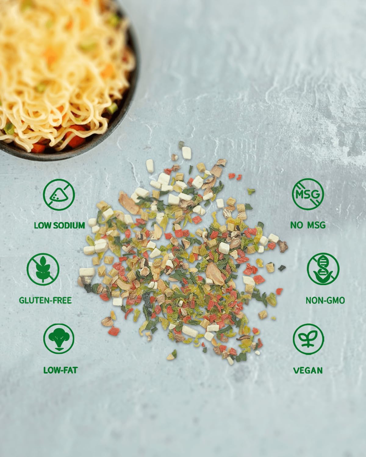 vSlice Dried Veggie Tofu Mix Ramen Toppings, Gluten-Free Dehydrated Vegetable Flakes, 7.5oz