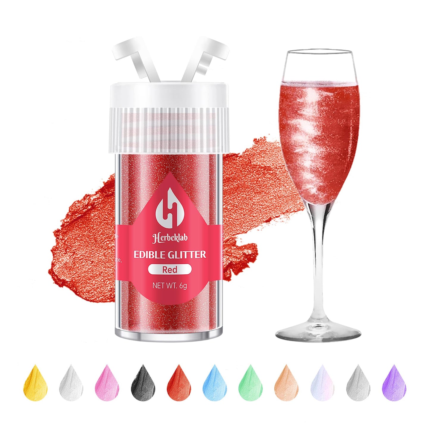 Red Edible Glitter For Cocktails - 6G Red Luster Dust Edible Drink Glitter Food Grade Metallic Shimmer Powder Sprinkles For Beve