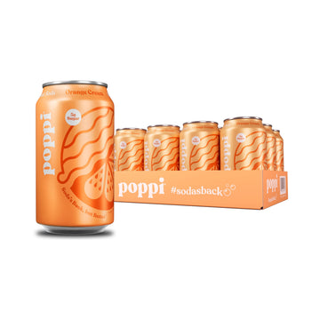 poppi Sparkling Prebiotic Soda with Apple Cider Vinegar, Orange Cream, 12 Fl Oz (Pack of 12)