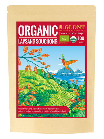 GLDNT Organic Lapsang Souchong Tea Bags, Smoked Black Tea, Caffeinated, 100 Count