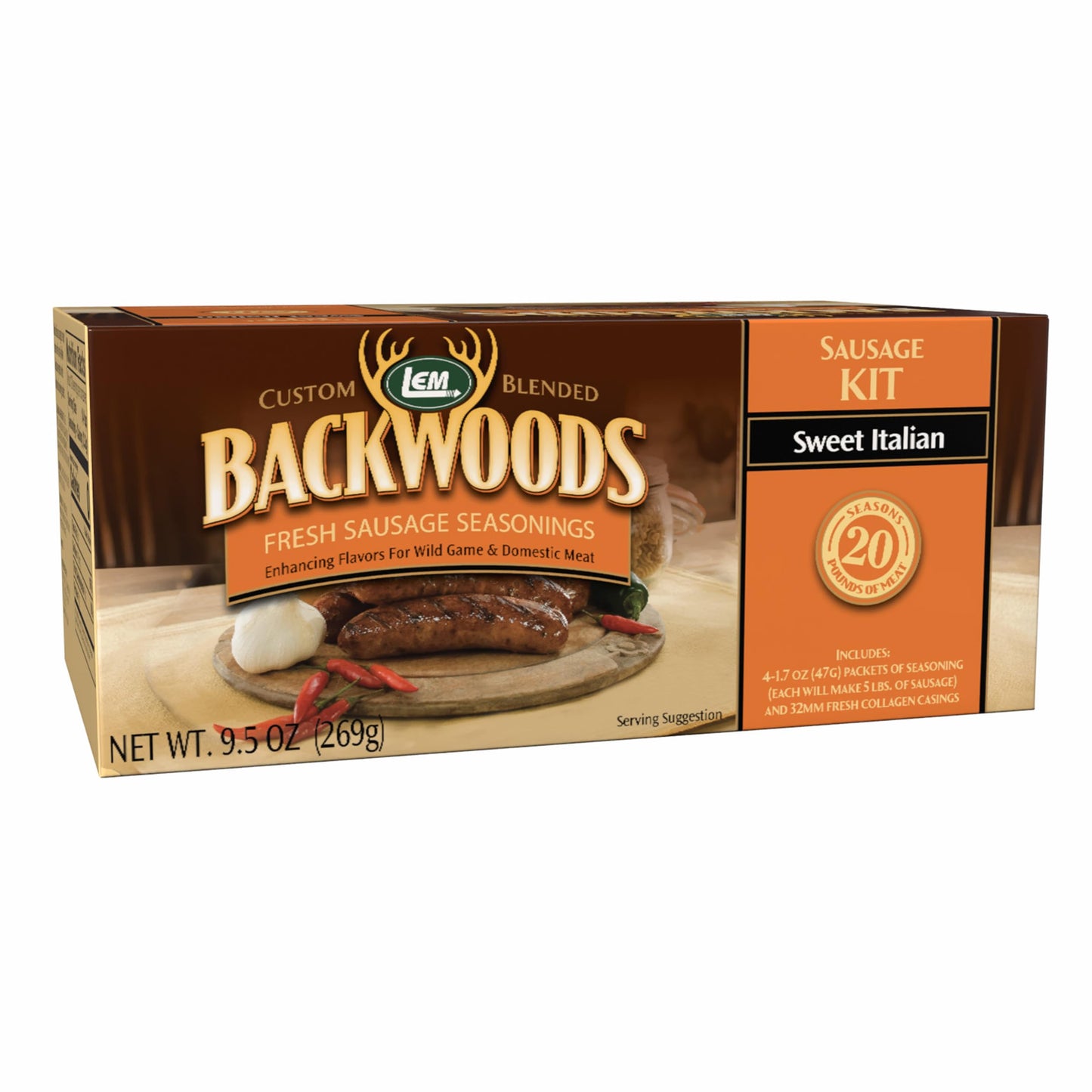 LEM Backwoods Sweet Italian Sausage Seasoning Kit, Seasons Up to 20 Pounds, 9.5 Ounce Package, Model 9564