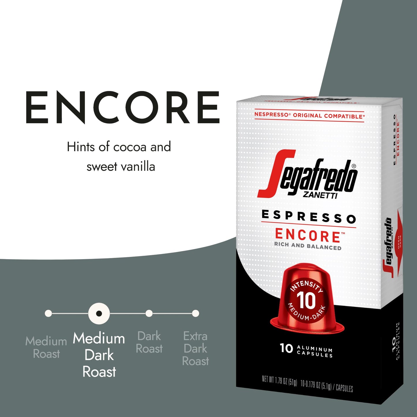 Segafredo Zanetti Espresso compact pieces - Medium-Dark Roast Aluminum Pods for Nespresso - 10 Count (Pack of 4)