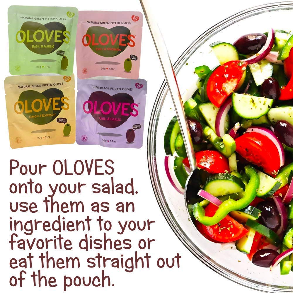 Oloves Green Olive Basil & Garlic Single Serve, 1.1 Oz (10 Pack)