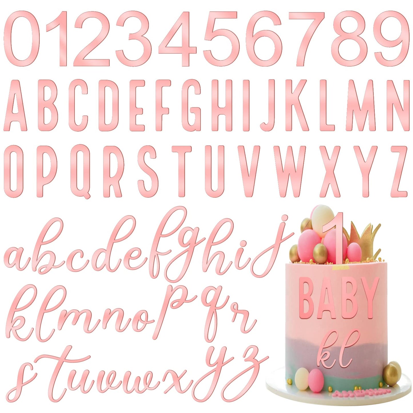 124 Pcs Acrylic Number Alphabet Cake Topper Diy Personalized Name Cupcake Toppers With A-Z Letter Custom Your Birthday Party Cak