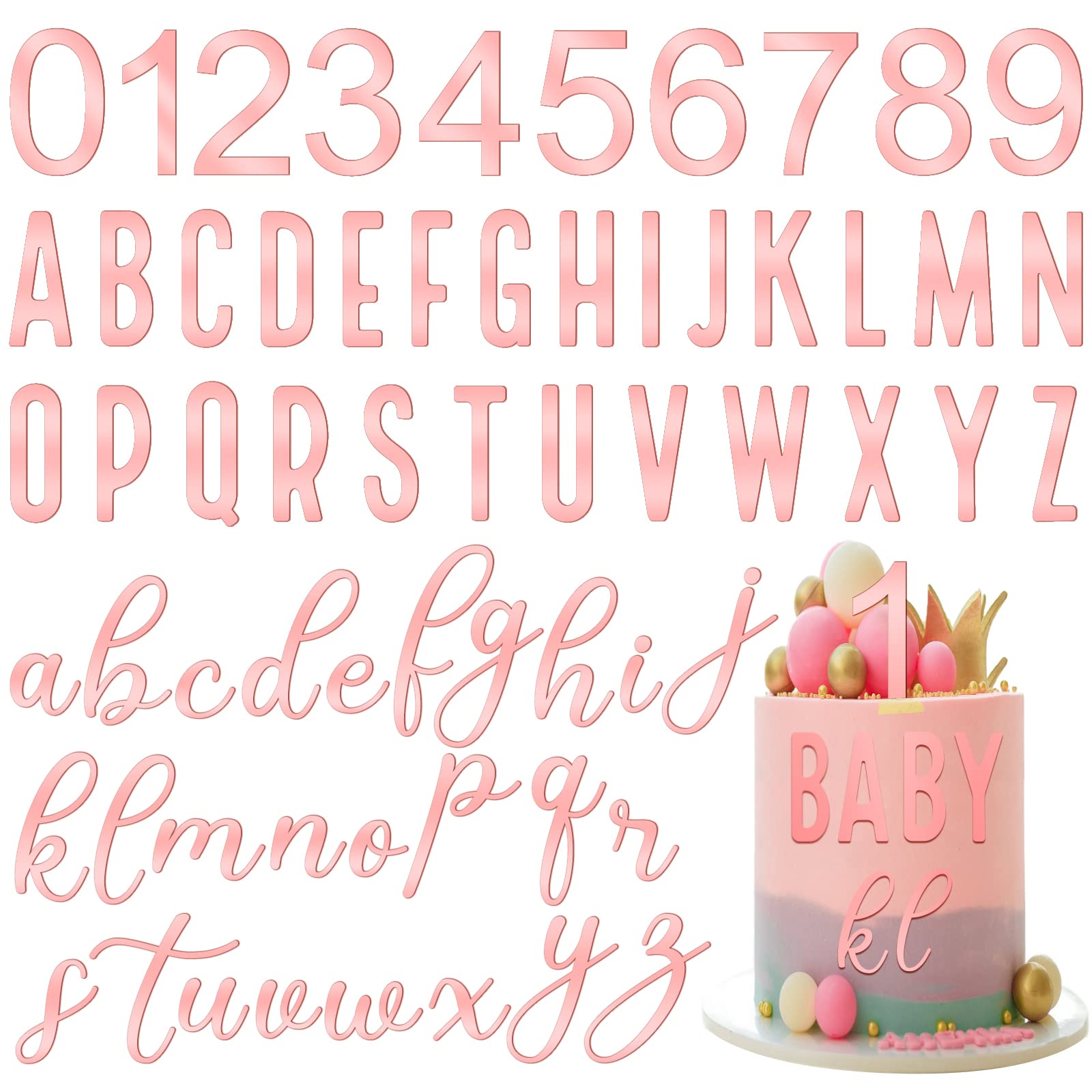 124 Pcs Acrylic Number Alphabet Cake Topper Diy Personalized Name Cupcake Toppers With A-Z Letter Custom Your Birthday Party Cak