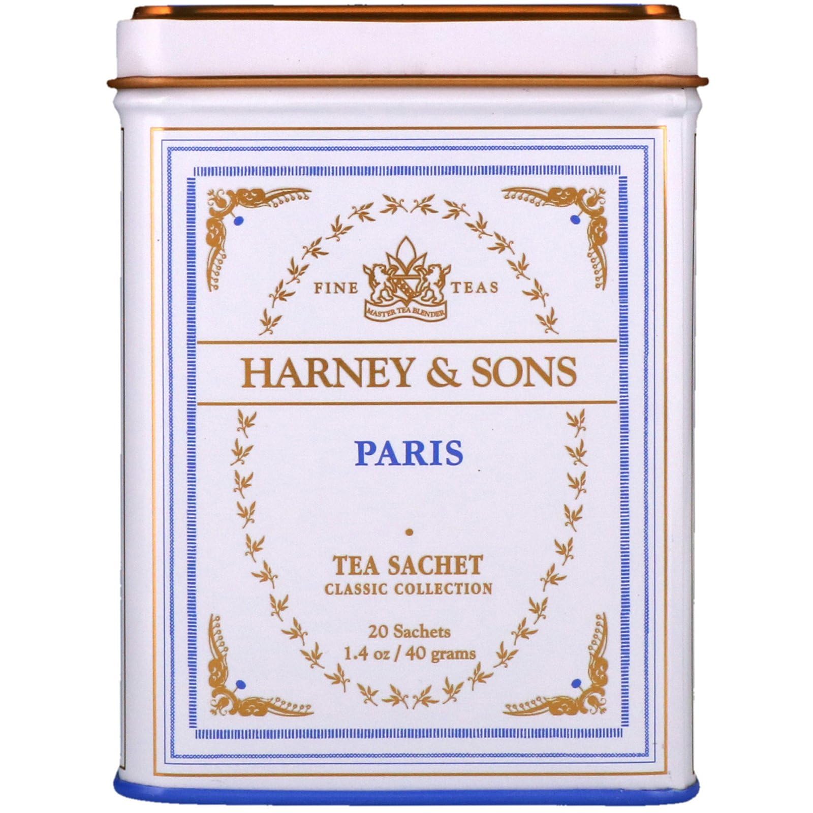 Harney & Sons Paris Black Tea Sachet Collection, All Natural - Classic Tin Of 20 Sachets, 1.4 Ounce 20 Count (Pack Of 3)