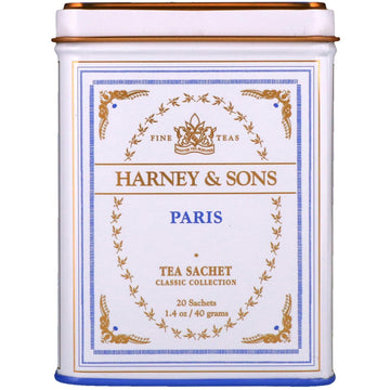 Harney & Sons Paris Black Tea Sachet Collection, All Natural - Classic Tin Of 20 Sachets, 1.4 Ounce 20 Count (Pack Of 3)