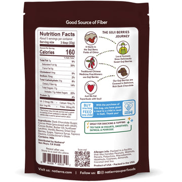 NATIERRA Dark Chocolate Covered Goji Berries | 6 Ounce (Pack of 1)