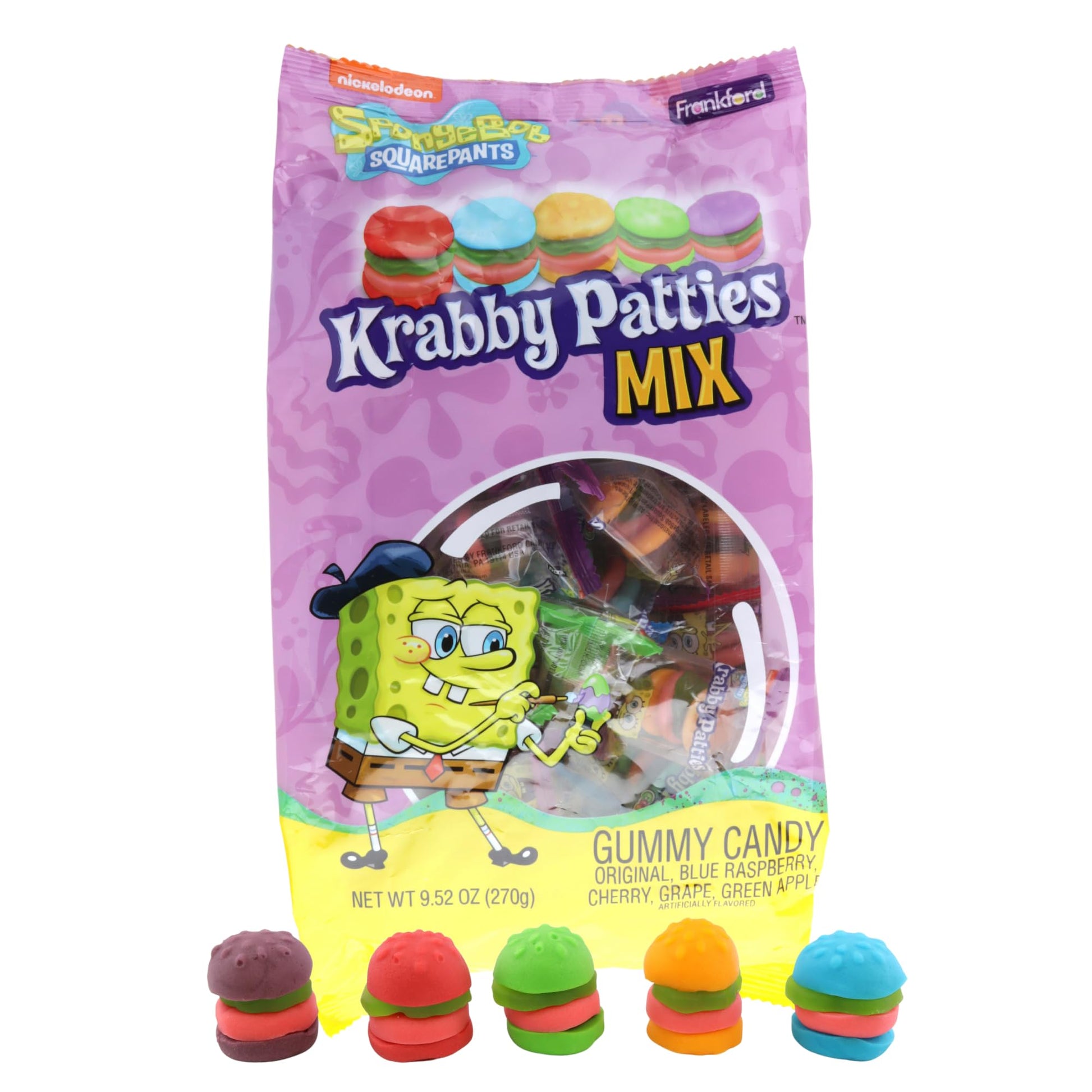Frankford Spongebob Easter Krabby Patty Gummy Candy, 30 Individually Wrapped Treats, 9.52 Ounces