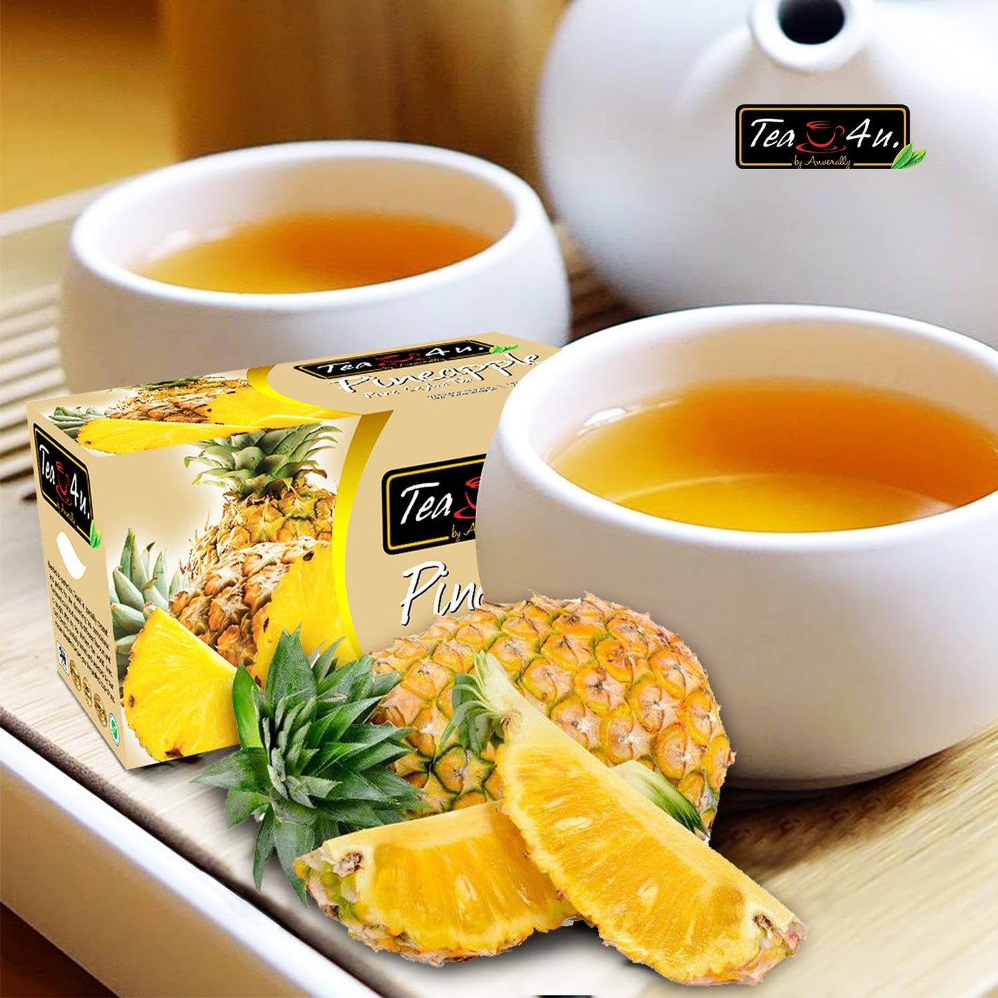 Tea4U Flavored Black Ceylon TeaBags (Pineapple) - Ideal Quality from Sri Lankas Finest Leaves and Expertly Blended - 25 Count