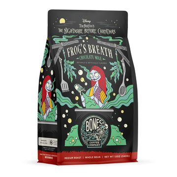 Bones Coffee Company Frog'S Breath Whole Coffee Beans Chocolate Mole Flavor, Made With Arabica Coffee Beans, Medium Roast Coffee Inspired By The Nightmare Before Christmas (12 Oz)