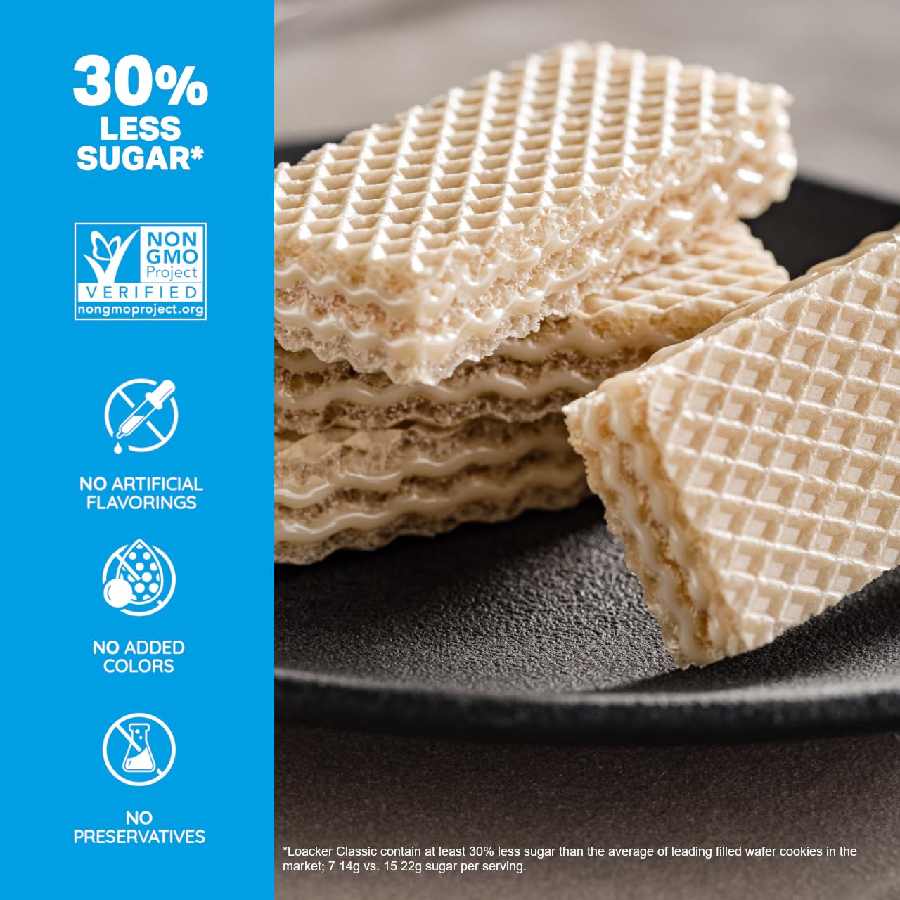 Loacker Classic Vanilla Wafers - Premium Crispy Vanilla Wafer Cookies With Vanilla Cream Filling - Multipack Of 12 Snack Packs - Non-Gmo - Sustainably Sourced Vanilla - 45G/1.59Oz, Pack Of 12