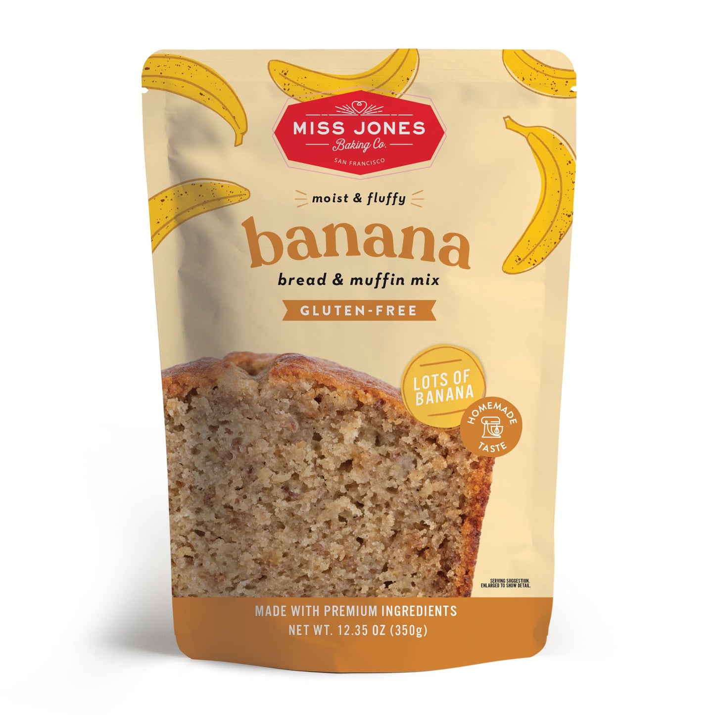 Miss Jones Baking Gluten Free Banana Bread & Muffin Mix - 50% Lower Sugar, Real Banana, Naturally Sweetened Desserts & Treats, 1