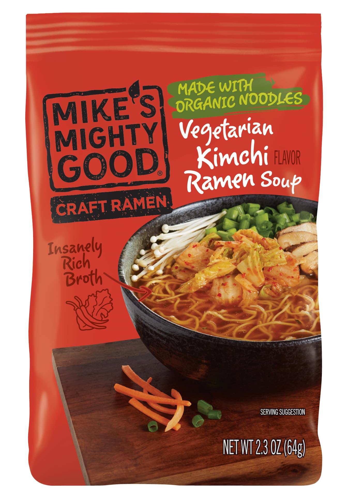 Mike s Mighty Good Craft Ramen Vegetarian Kimchi Soup - Instant Ramen Noodles - Organic Instant Noodles - Vegan Ramen Soup - 2.