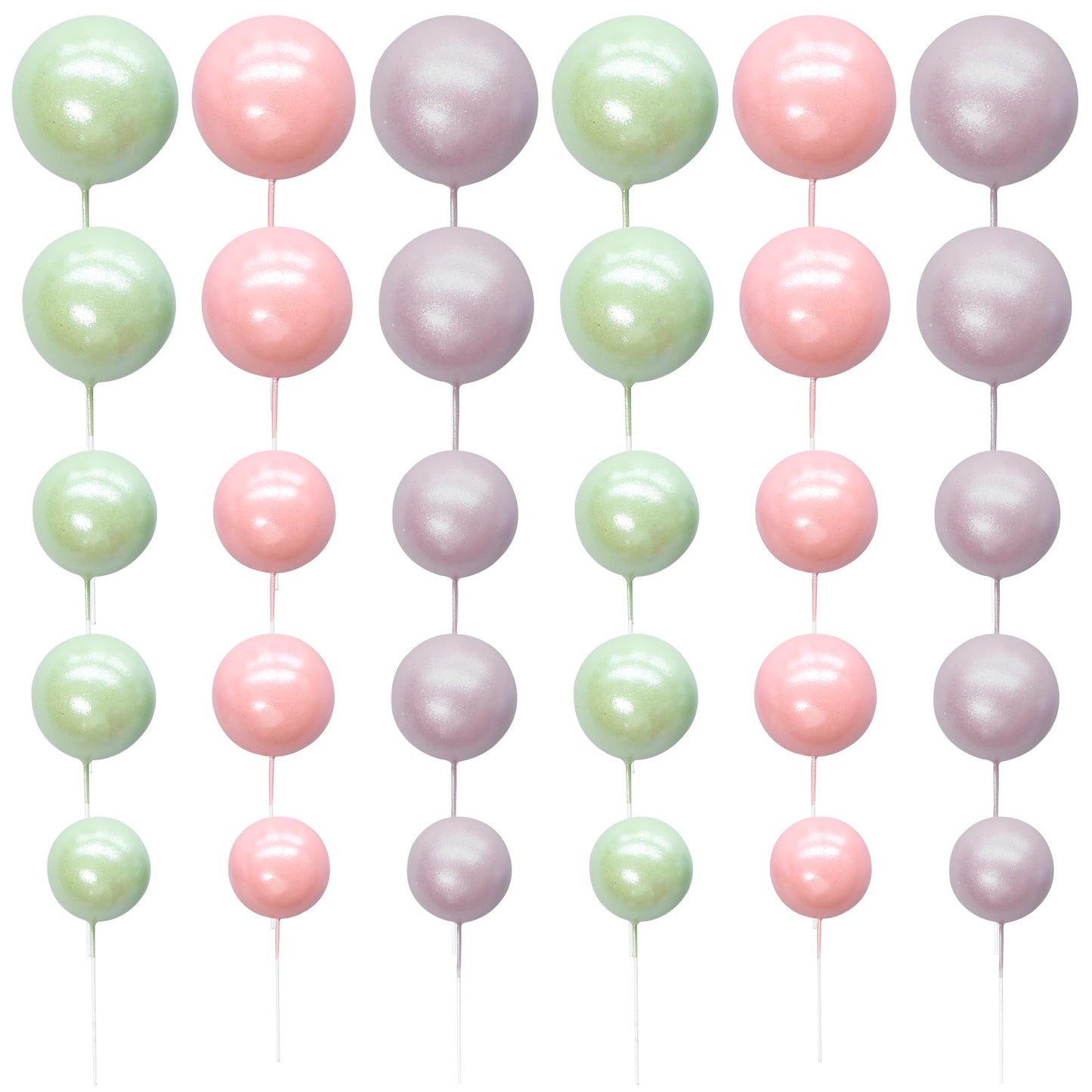 Ephlyn 30Pcs Balls Cake Topper Foam Ball Cake Picks Mini Balloon Diy Cake Insert Topper Decoration For Baby Shower Party Cake De