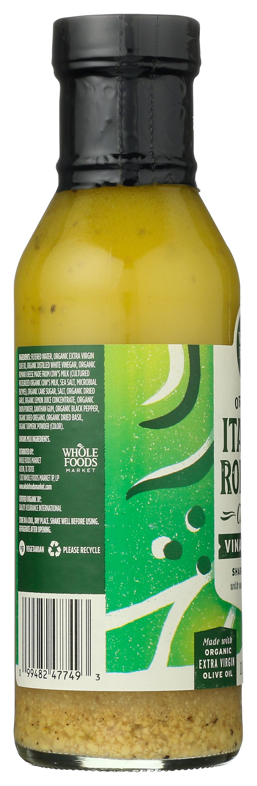 Whole Foods Market Organic Italian Romano Vinaigrette, 12 Fl Oz - Flavorful Dressing for Salads and Marinades