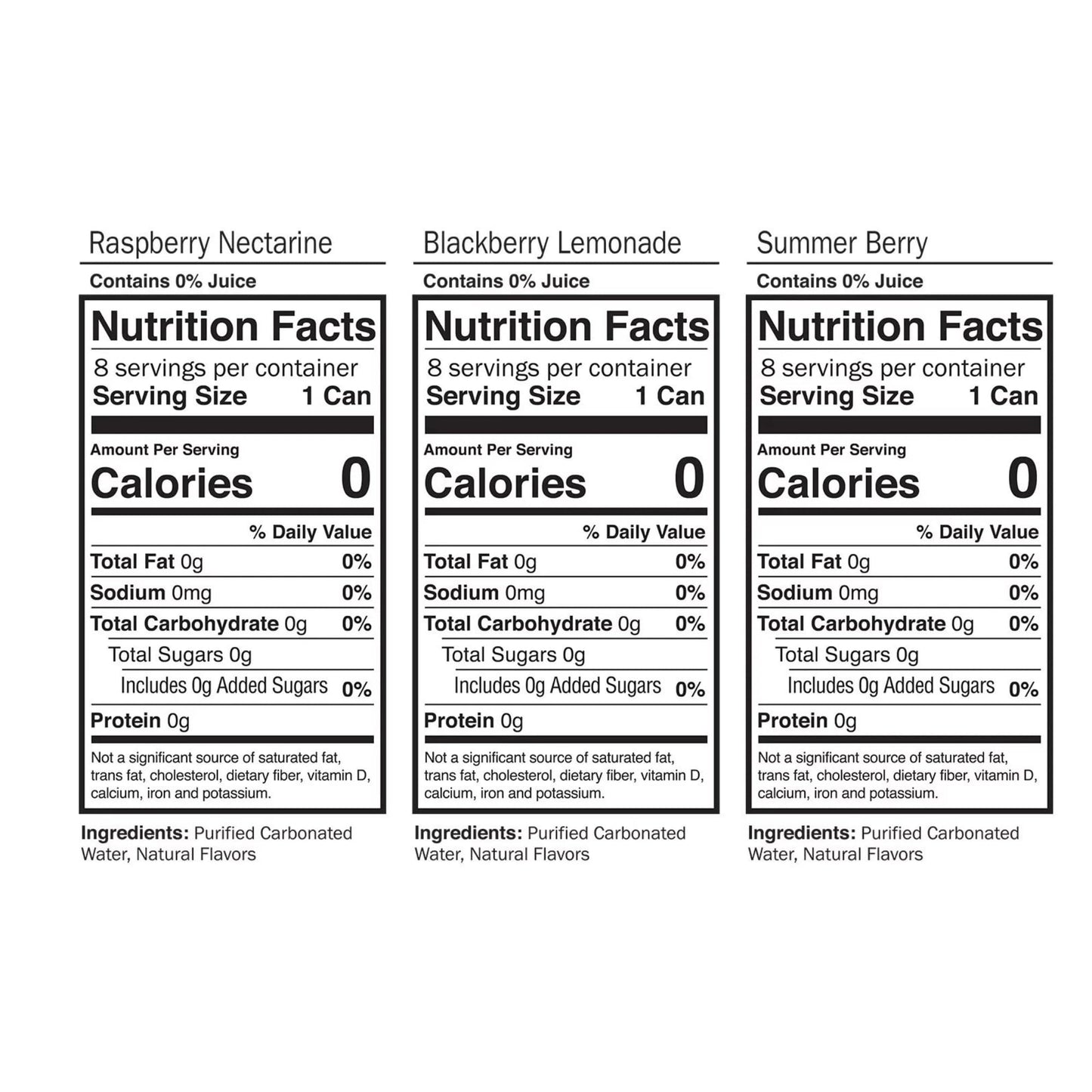 Waterloo Sparkling Water Variety Pack 24 Pack Raspberry Nectarine - Blackberry Lemonade - Summer Berry Naturally Flavored