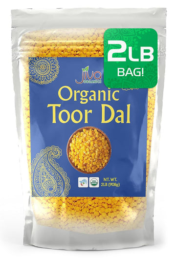 Jiva Organic Toor Dal Kori, Unoily, Madhi 2 Pound Bag - Indian Split Pigeon Peas - Non-Gmo, Vegan