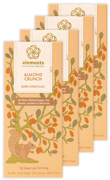 Elements Truffles Almond Crunch Chocolate Bar w/Saffron - Heavy Metal Tested - Dairy Free - Paleo, Gluten Free, Non-GMO, Raw & O