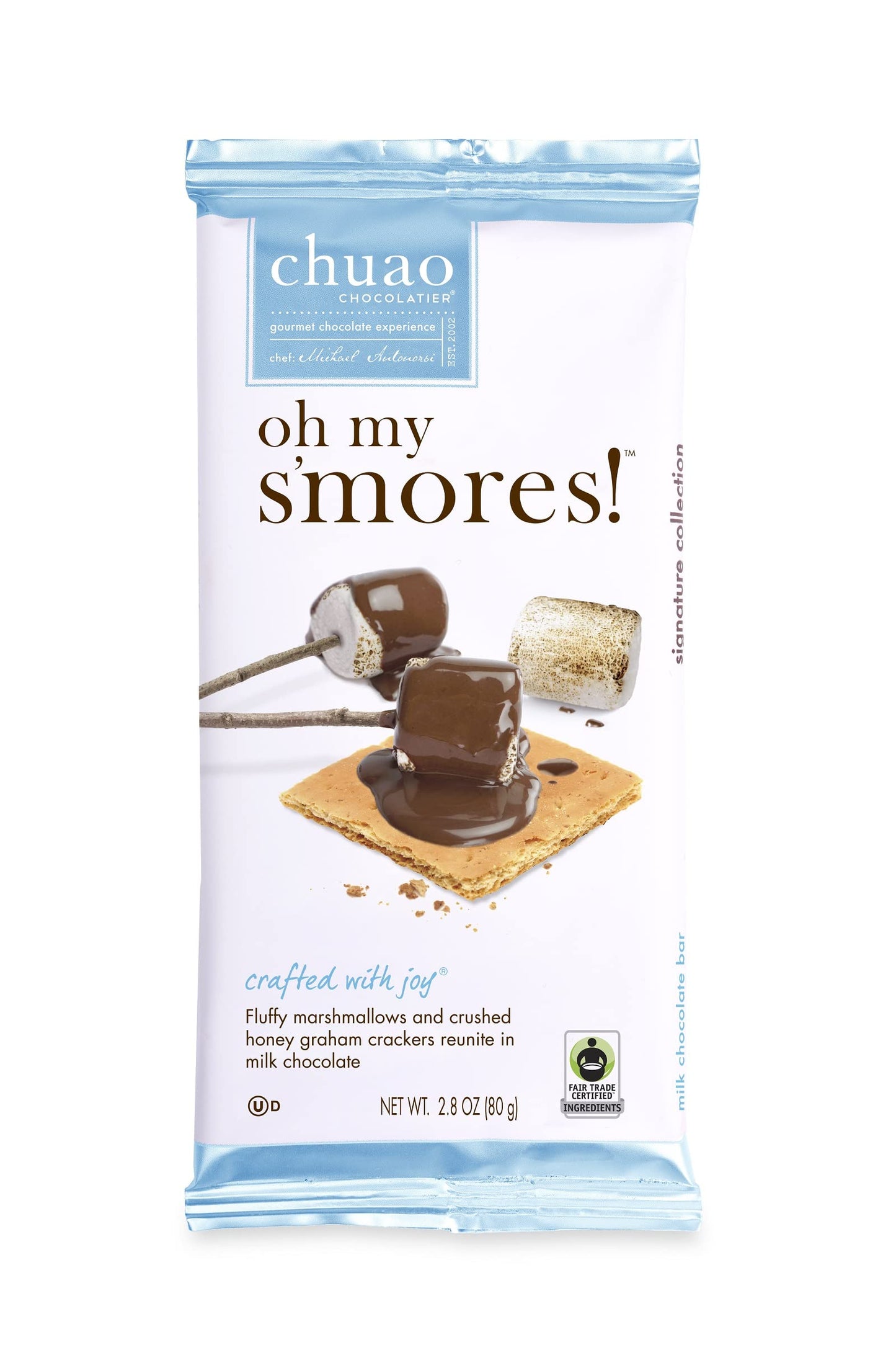 Chuao Chocolatier Oh My Smores Milk Chocolate Bars | Gourmet Chocolate Artisan European No Preservatives | For Gift Baskets, Ch