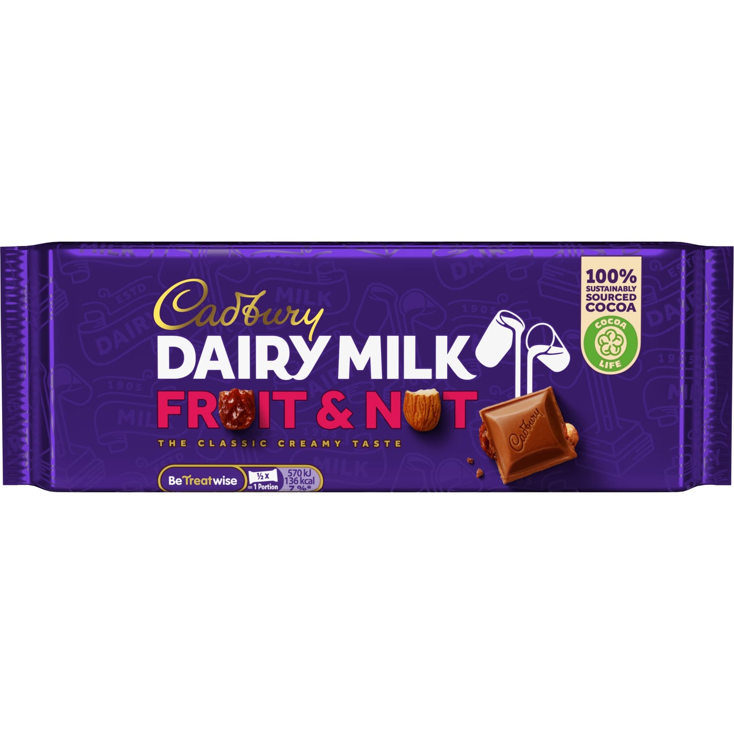 Cadbury Dairy Milk Fruit & Nut Milk Chocolate Bar, 200G